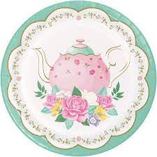 Floral Tea Party Dessert Plate 8 Partybell Com Tea Party Supplies Themed Tea Floral Tea