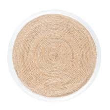 Tapis Rond Tresse En Jute Contour Blanc D180 Tapis Rond Tapis Jute Et Tapis