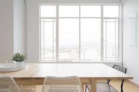 Black and white dining room stenciled wall. Hd Wallpaper Rectangular Beige Dining Table Across White Window Frame Room Wallpaper Flare