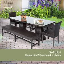 Saturn Rectangular Outdoor Patio Dining Table With 2 Chairs And 2 Benches Patio Dining Table Outdoor Patio Table Patio Dining Set