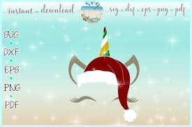Free Svgs Download Unicorn Face Santa Hat Christmas Deer Svg Dxf Eps Pdf Png Free Design Resources