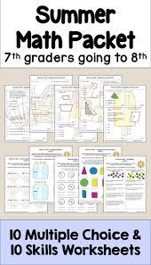 This Summer Math Packet For 7th Graders Going To 8th Grade Has 20 Different Worksheets And Lots Of Activities Inclu Summer Math Summer Math Packet Math Packets