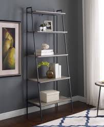 Walker Edison 72 Inch Metal And Wood Ladder Shelf Reviews Furniture Macy S Wood Ladder Shelf Ladder Bookcase Shelves