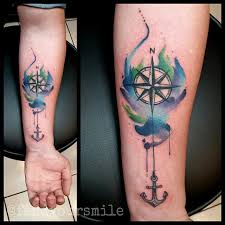 A compass tattoo with a strong message. 48 Best Anchor Compass Tattoos