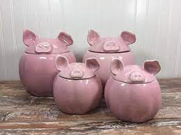 Shop pier 1's vast selection of canister & cookie jar sets. Pink Pig Canister Set Home Essentials Flour Sugar Tea Coffee Pink Pig Canister Sets Piggy