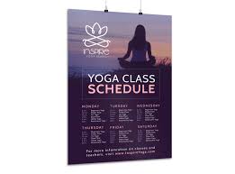 Customize a yoga poster exactly to your liking! Stunning Yoga Class Schedule Poster Template