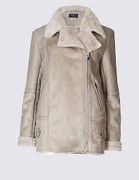 Faux Leather Shearling Jacket M S Collection M S Shearling Jacket Jackets Shearling
