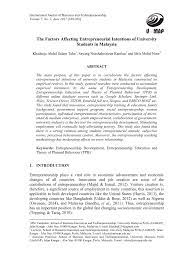 ➥entrepreneurship development in malaysia 1. Pdf The Factors Affecting Entrepreneurial Intentions Of University Students In Malaysia