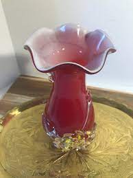 Vintage Red Blown Glass Vase With