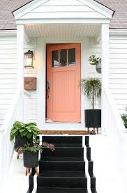 Painted Front Door Tips And Our New Pink Door Nesting With Grace Painted Front Doors Mobile Home Front Door Coral Front Doors