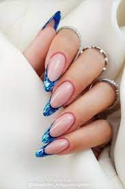 9 Stunning Modern French Manicure Ideas Stylish Belles Glitter Tip Nails Blue Glitter Nails French Tip Acrylic Nails