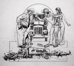 A3 coloured pencil drawing of the bandit's transam pursued by sheriff buford t. Smokey And The Bandit Ii 1980 By Drew Struzan Art Reference Smokey And The Bandit Graphic Art