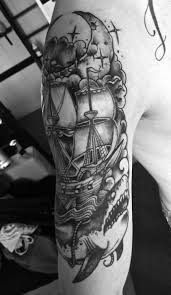 Black And White Shark Tattoo Sleeve Pin On Tattoos Piercings