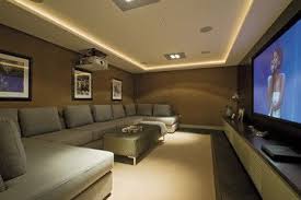 Theater Room Like This But With Taller Ceiling There Would Be Island Seating Behind The Sofa And Bunk Small Media Rooms Home Cinema Room Small Home Theaters