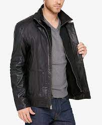 Cole Haan Men S Leather Bomber Jacket Coats Jackets Men Macy S Mens Leather Bomber Jacket Leather Bomber Jacket Cole Haan Men
