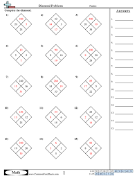Multiplication Worksheets Diamond Problems Worksheet Multiplication Worksheets Math Multiplication