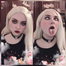 Sorry, but I look like shit 💤 #ahegaoface #selfieoftheday #blondehair  #lacefrontwig #killstar #ahegaogirl #altmodel #septum #tongue #ahegao  #animegirl #bigeyes #choker #bored #colorlens #meh #gamergirl #metalheadgirl