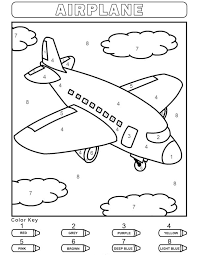 Coloring pages color coded to print. Airplane For Kindergarten Color By Number Coloring Page Free Printable Coloring Pages For Kids