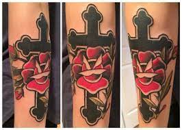 My heritage is very much 'traditional' anglo saxon. Traditional Cross And Rose Done By Jeremy Mcdonald At Alley Cat Tattoo Mercersburg Pa Tattoos
