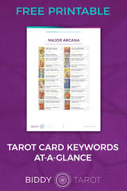Free Printable Tarot Card Keywords At A Glance Tarot
