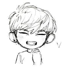 bts v sketch chibi drawings kpop drawings easy cartoon drawings