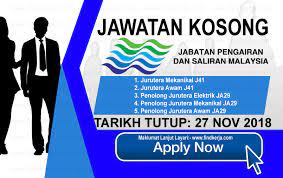 Calon hendaklah warganegara malaysia berusia tidak kurang daripada 18 tahun pada tarikh tutup permohonan. Jawatan Kosong Jps Jabatan Pengairan Dan Saliran Malaysia 27 November 2018 Jawatan Kosong Kerajaan Swasta Terkini Malaysia 2021 2022