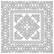 Free Blackwork Chart Biscornu Monochrome Detailed Ornamental