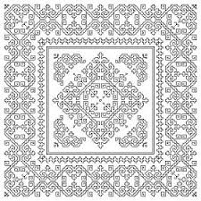 Free Blackwork Chart Biscornu Monochrome Detailed Ornamental
