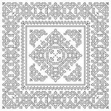 free blackwork chart biscornu monochrome detailed ornamental