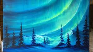 How To Paint Northern Lights And Mountain Landscape Youtube Northern Lights Painting Northern Lights Art Landscape Paintings Acrylic
