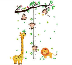 Little Monkeys Tree And Animals Height Chart Kids Wall
