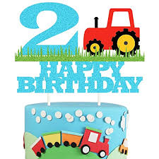 2nd birthday cake for baby boy has to be something unusual. Farm Tractor 2nd Birthday Cake Topper Happy Birthday Two Years Old Number 2 Birthday Cake Topper For Kids Boys Party Decoration Supplies Amazon Com Grocery Gourmet Food