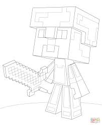 He's ready to go in his diamond armor in this fun picture. Minecraft Steve Coloring Pages Coloring Home