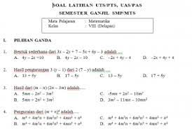 Check spelling or type a new query. Soal Uas Pas Matematika Kelas Viii Smp Mts K 13 Revisi Pendidikangratis Id