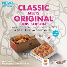 Pancake House 8211 Free Half Dozen Krispy Kreme For Every 5 Pc Box Of Classic Pan Chicken The Pancake House Pan Chicken Krispy Kreme