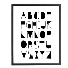 zwart wit poster print abc ophangsysteem hout alfabet typografie alfabet lettertype alfabet