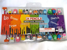 24 Pencils With Cool Cute Erasers Toppers Animal Characters Kids School Supplies Kids School Supplies Erasers School Supplies
