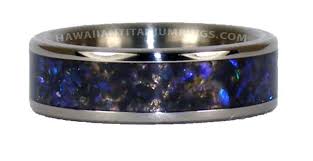 Black And Blue Titanium Wedding Band Titanium Ring With Black Opal Inlay Engagement Rings Opal Black Opal Engagement Ring Black Opal Ring