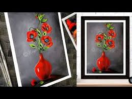 Beautiful Black And Red Paintings Simple Flower Vase Painting Red Black Series Day 2 Beautiful Flowers On Canvas Art Dem Simple Acrylic Paintings Acrylic Painting Flowers Basic Painting