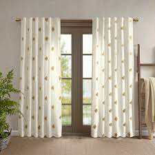 The curtain rod goes through the grommet holes so that the curtains can be moved on the rod. Ink Ivy Stella Dot Ivory Gold 100 Percent Cotton Metallic Gold Embroidered Single Window Panel With Lining 50 W X 84 L Overstock 28534603