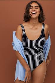 Black And White Striped Swimsuit One Piece Swimsuit Black White Striped Ladies H M Us 1 One Piece Yellow Swimsuits Striped Swimsuit