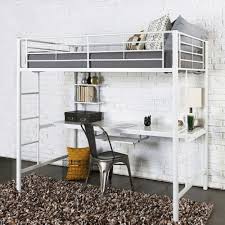 This metal loft bed is a great buy for anyone looking to have a large enough bed and a desk in a small bedroom with an affordable price. Walker Edison Metal Twin Loft Bed With Workstation White Walmart Com Walmart Com