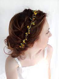 Yellow Headband Bridal Hair Accessory Rustic Wedding Olive Etsy Flower Girl Hair Accessories Flower Hair Accessories Hair Circlet