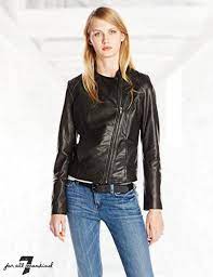 7 For All Mankind Women S Raised Neck Leather Moto Jacket Leather Moto Jacket Hoodie Fashion Jackets