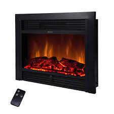 Zokop embedded 27 electric fireplace insert heater log flame w/ remote control. Beamnova 28 Inch Electric Fireplace Black Freestanding Heater Insert Wall Mounted Glass View Log Flame W Remote Buy Online In Germany At Desertcart De Productid 51089772
