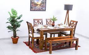Jeremiah 6 Seater Dining Set Wooden Furniture Bangalore Furniture Woodenfurniture Diningtab Sheesham Wood Furniture Furniture Wood Furniture
