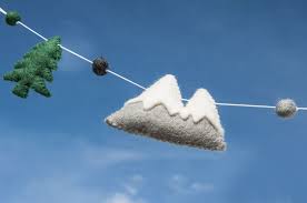 羊毛氈掛飾 羊毛氈吊飾 嬰兒床吊飾 童房掛飾 雪山聖誕樹雲朵點點 omhandmade 擺飾 pinkoi christmas ornaments holiday decor decor