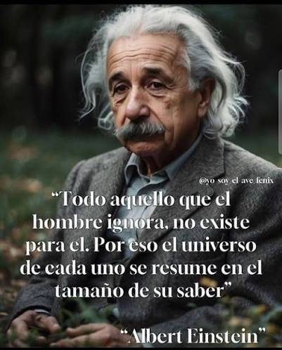 Todo aquello que el hombre ignora, no existe para él. Por eso el universo de  cada uno se resume al tamaño de su saber”. Albert Einstein «Los límites de  mi lenguaje son