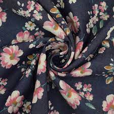 Leichter Jeansstoff Chambray Bloom, dunkelblau | Stoffe Hemmers