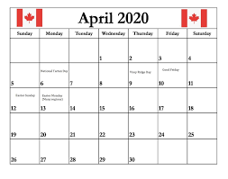 Canada April 2020 Holidays Calendar In 2020 Holiday Calendar Happy Canada Day Federal Holiday Calendar